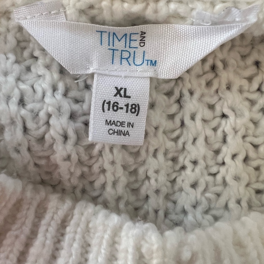 Time and Tru Women's Mix Stitch Sweater, Winter White, Size XL - Picture 5 of 5